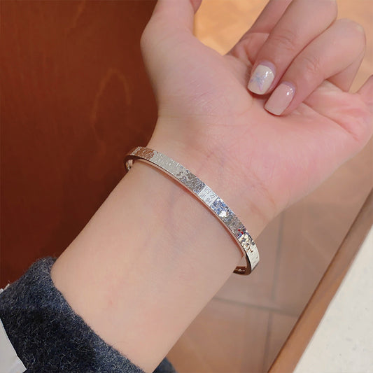 Fine Silver Chinese Style Wealth Streams In From All Sides Silver Fashion Bracelet | POD Customizable