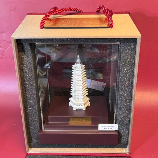 Investment Silver Wenchang Pagoda Crafted Silver Ornament Birthday and Grand Opening Gift | POD Customizable