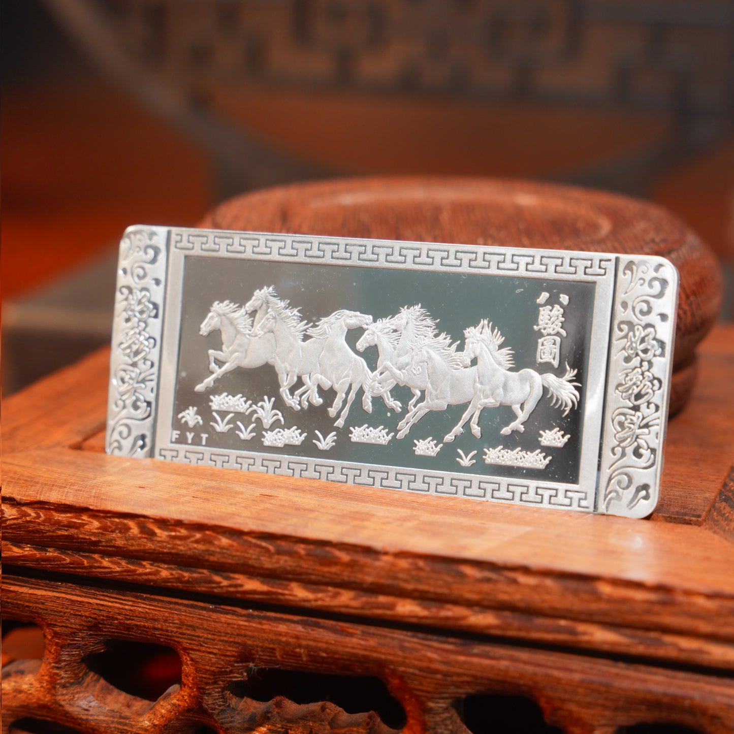 Eight Horses Painting 50g Pure Silver AG999 Investment Silver Bar Exquisite Silver Brick Silver Ingot Brushed Finish & Polished Surface Collector's Edition | POD Customizable