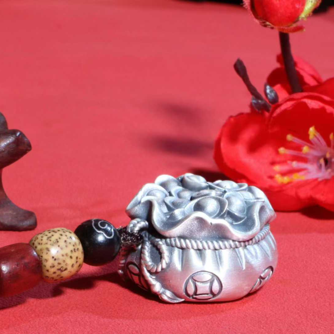Silver Money Bag Pendant – Carry the Fortune of "Wealth from All Directions" in Your Pocket | POD Customizable