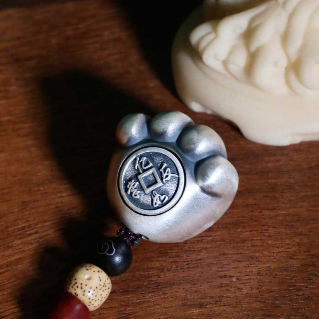 Solid Silver "Easy 'Wealth' at Your Fingertips" Cat Paw Pendant – A Lucky Charm That Holds Fortune & Cuteness in the Palm of Your Hand | POD Customizable