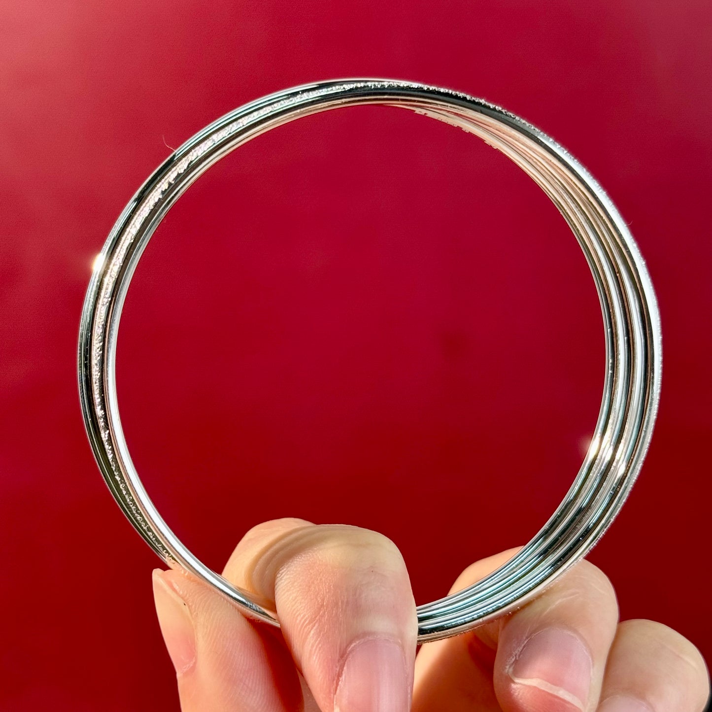 S925 “Three Lives, Three Worlds” Polished Delicate Bangle (Women's Style) — Layered elegance on the wrist, tenderly concealing poetic charm. | POD Customizable