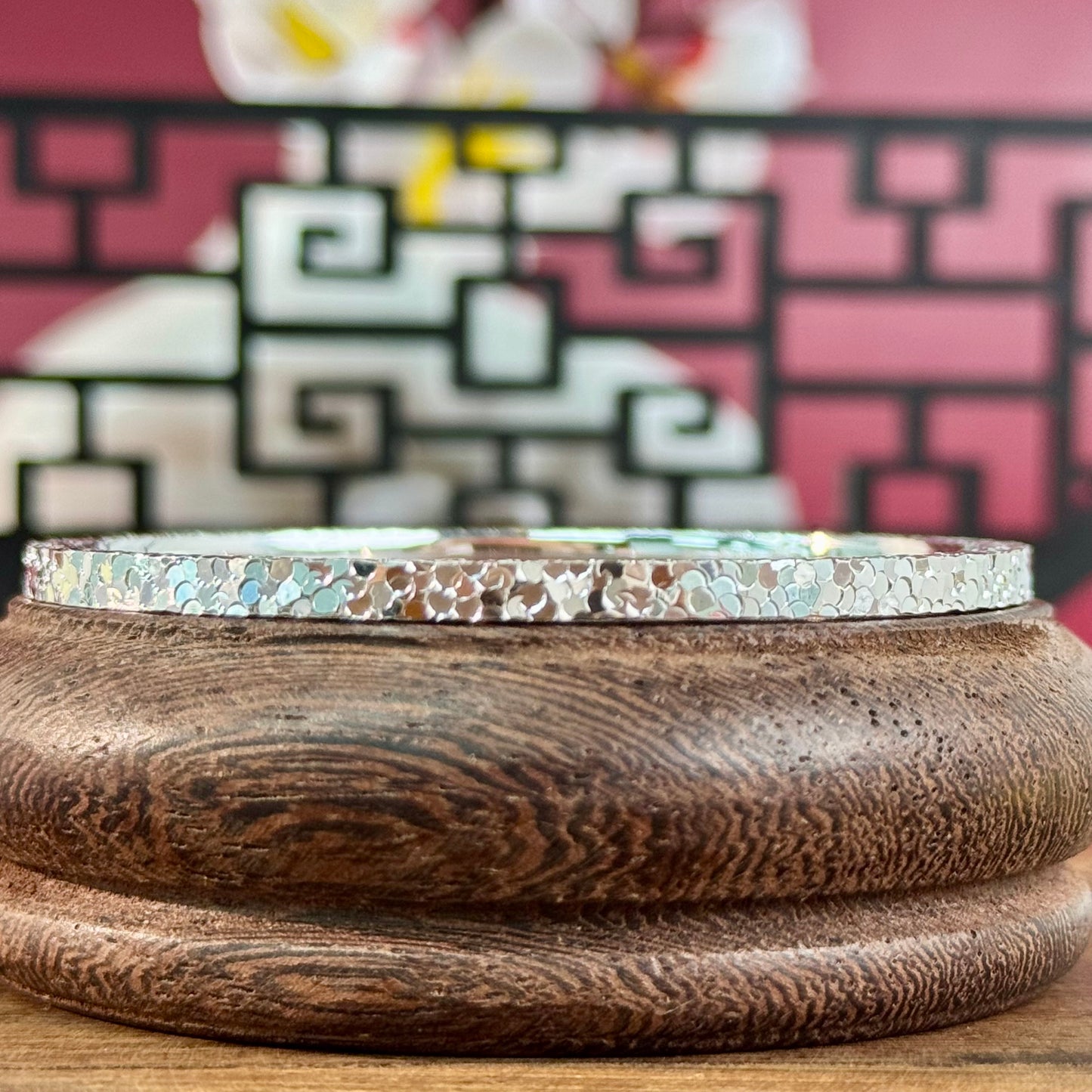 Silver "Sparkle Texture" Slim Bangle – Shimmer Hides on Wrist, Understated Dynamic Luxury | POD Customizable