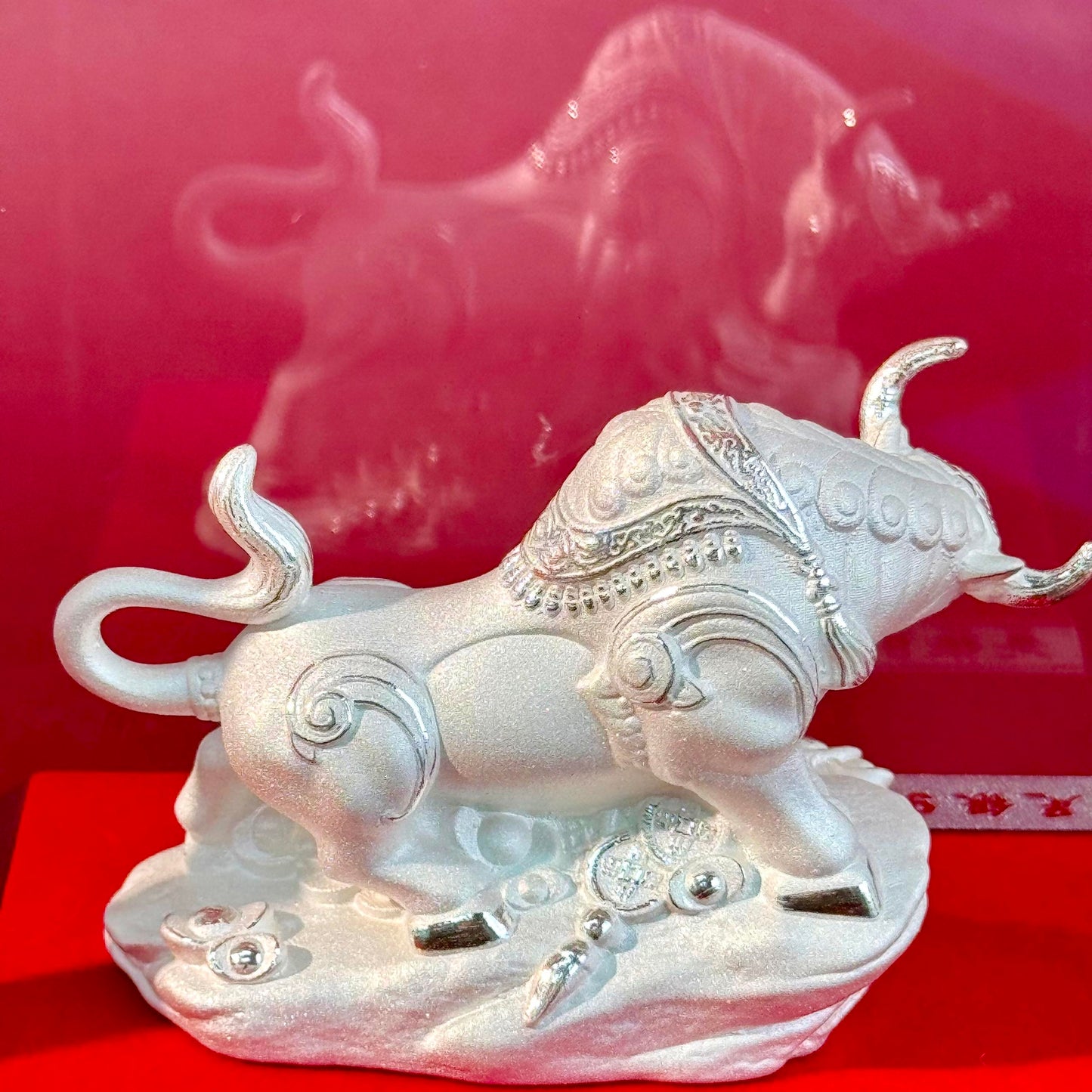 Silver Product "Prosperous Bull Momentum" Ornament – Silver Bull Guards Fortune, Unstoppable Momentum | POD Customizable
