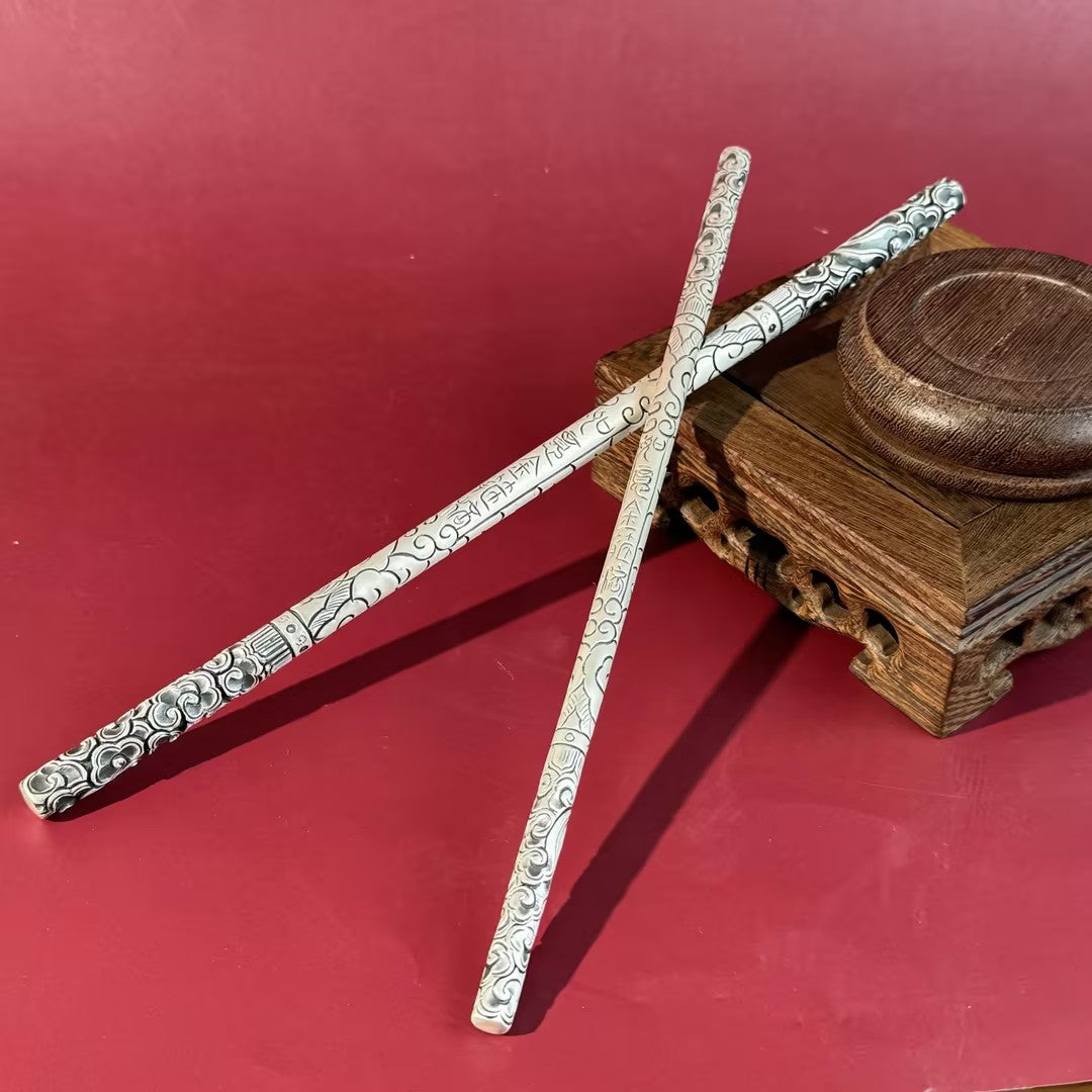 Pure Silver Golden Cudgel Ornament – Silver-Cast Ruyi, "Great Sage Aura" on Wrist | POD Customizable