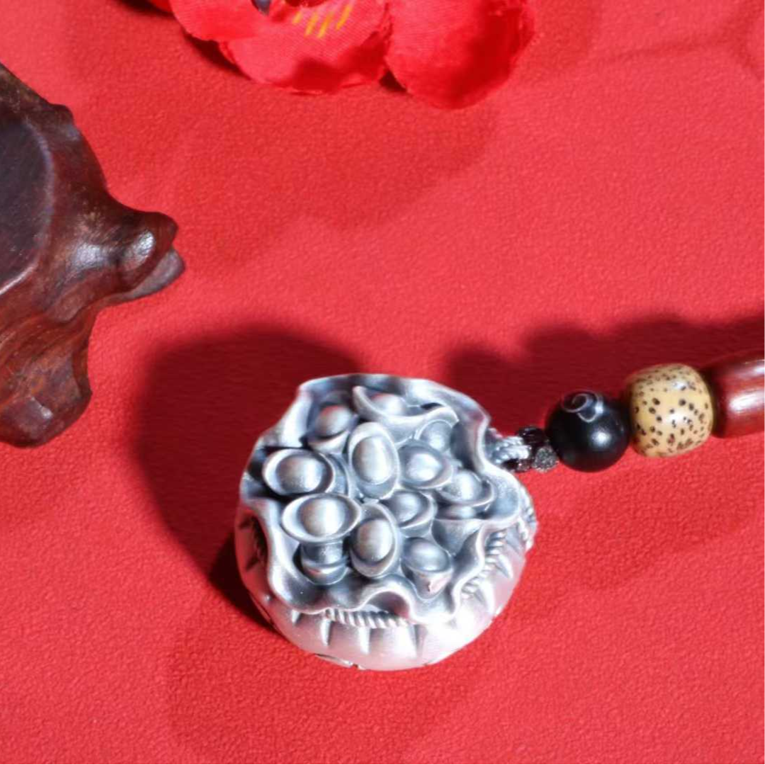 Silver Money Bag Pendant – Carry the Fortune of "Wealth from All Directions" in Your Pocket | POD Customizable