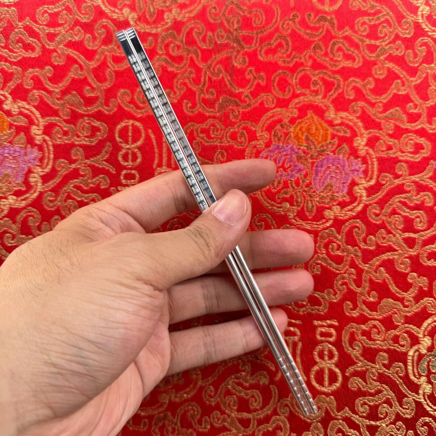 Solid Silver "Hundred Blessings" Chopsticks – Savor Abundant Good Fortune in Daily Meals | POD Customizable
